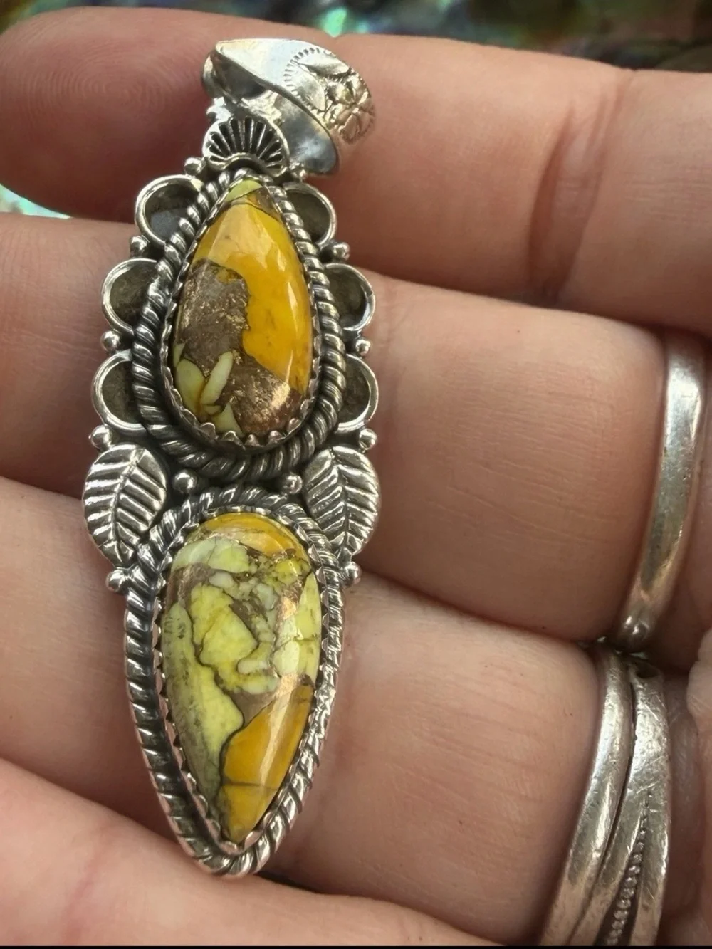 Handcrafted Yellow Honey Dahlia  Stone Silver Pendant - Artisan Women’s Jewelry